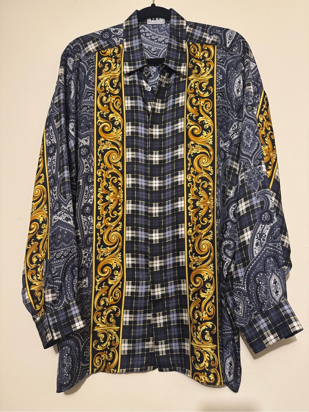 Gianni Versace Paisley Baroque Print Button Up Shirt